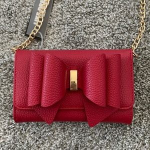 Red bow cross body purse